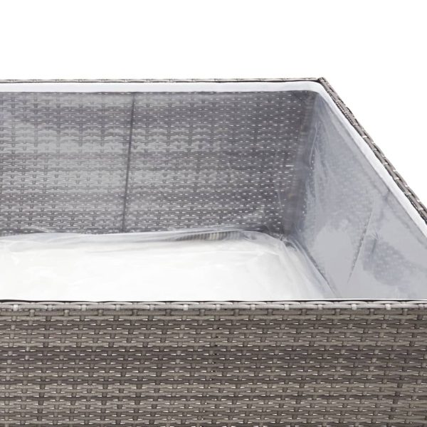 Vaso/floreira de jardim 157x80x40 cm vime PE cinzento - Image 6