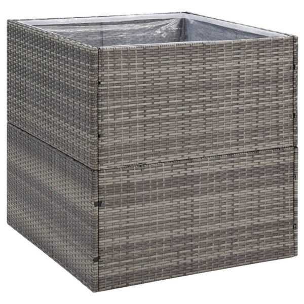 Vaso/floreira de jardim 80x80x80 cm vime PE cinzento - Image 2