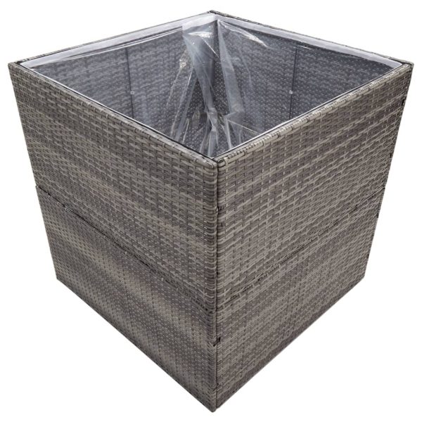 Vaso/floreira de jardim 80x80x80 cm vime PE cinzento - Image 3