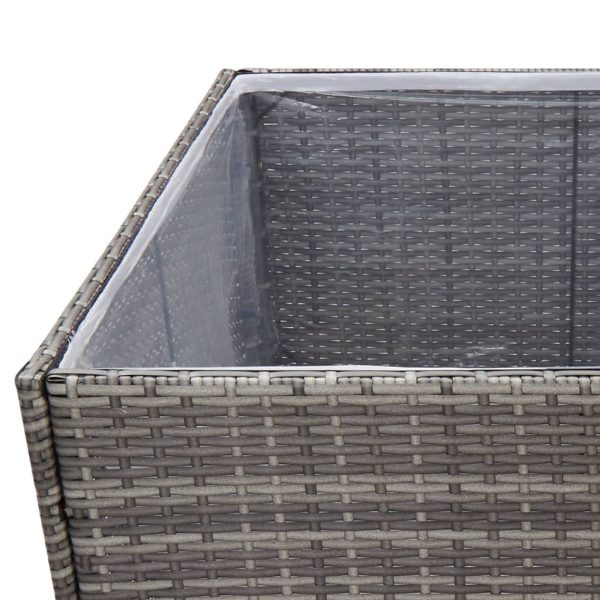 Vaso/floreira de jardim 157x80x80 cm vime PE cinzento - Image 6