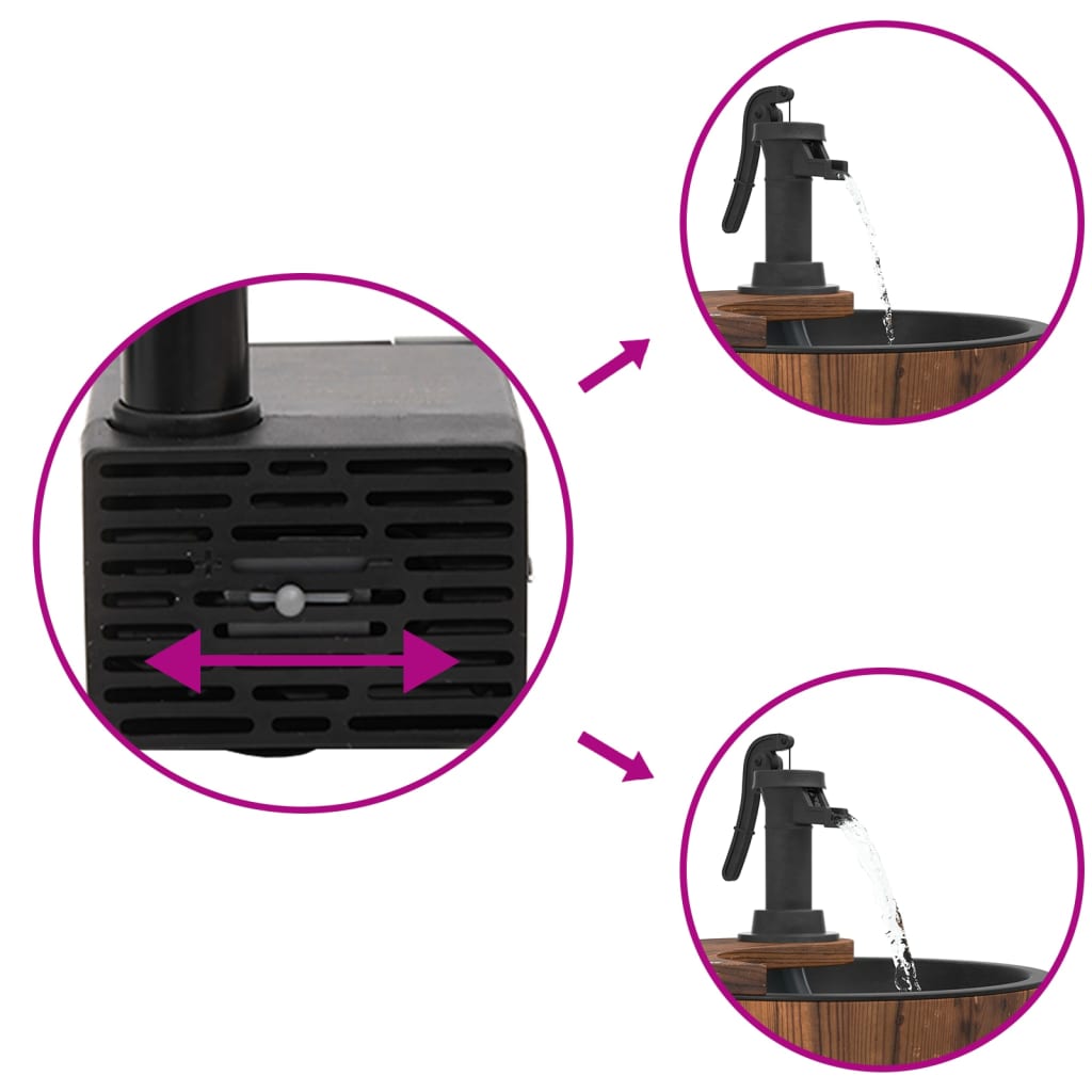 Fonte de água com bomba 28x28x34,5 cm abeto maciço - Image 6