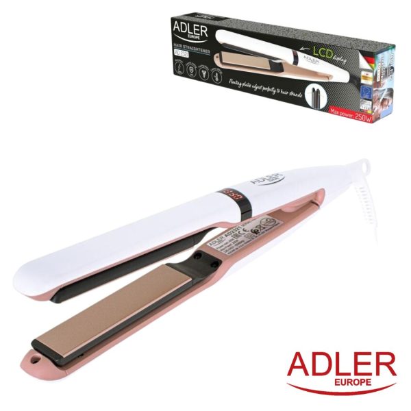 PLANCHA DE PELO ADLER CERAMICO CON PANTALA LCD 45W
