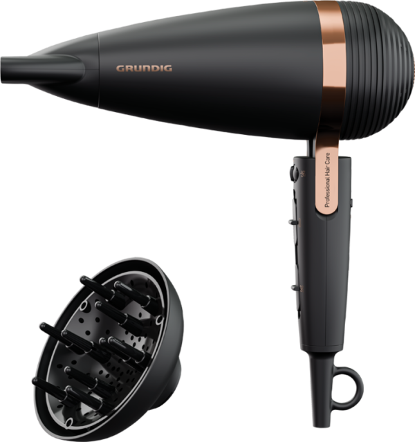 SECADOR PROFESIONAL GRUNDIG MOTOR AC 2300W TURBO NEGRO/ROSADO - DIFUSOR