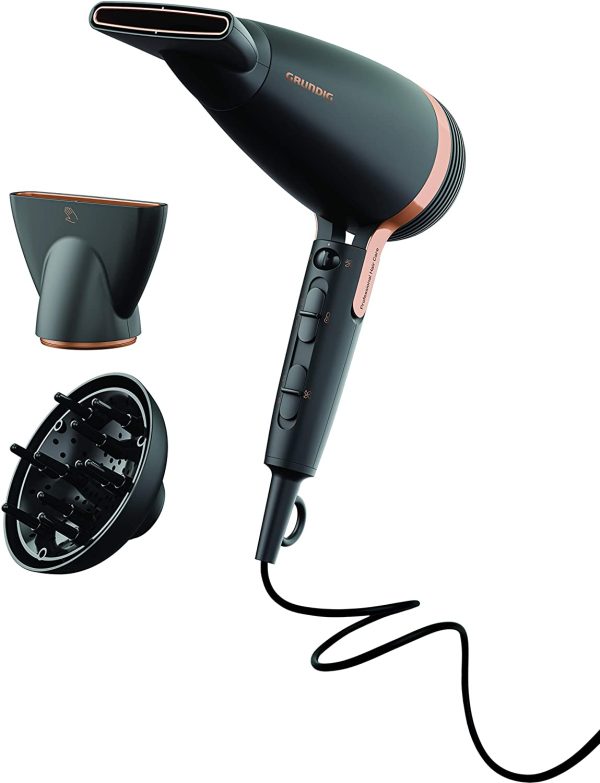 SECADOR PROFESIONAL GRUNDIG MOTOR AC 2300W TURBO NEGRO/ROSADO - DIFUSOR - Image 3