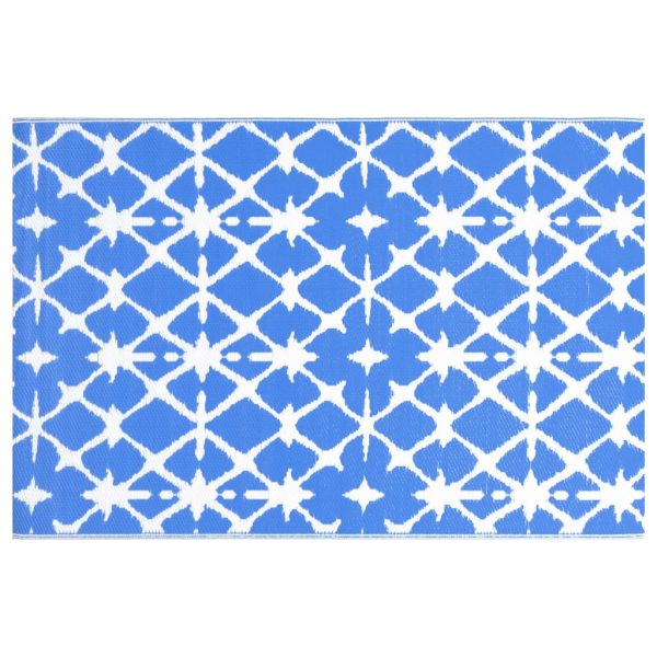 Tapete de exterior 80x150 cm PP azul e branco - Image 2