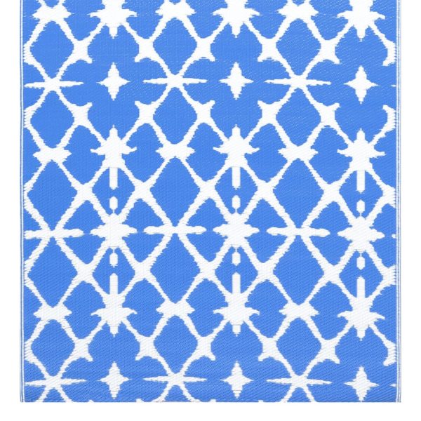 Tapete de exterior 80x150 cm PP azul e branco - Image 3