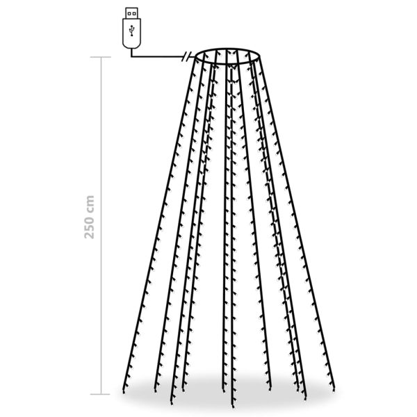 Cordão de luzes árvore de Natal 250 luzes LED 250cm branco frio - Image 7