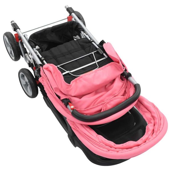 Carrinho de bebé para gémeos aço cor-de-rosa e preto - Image 5