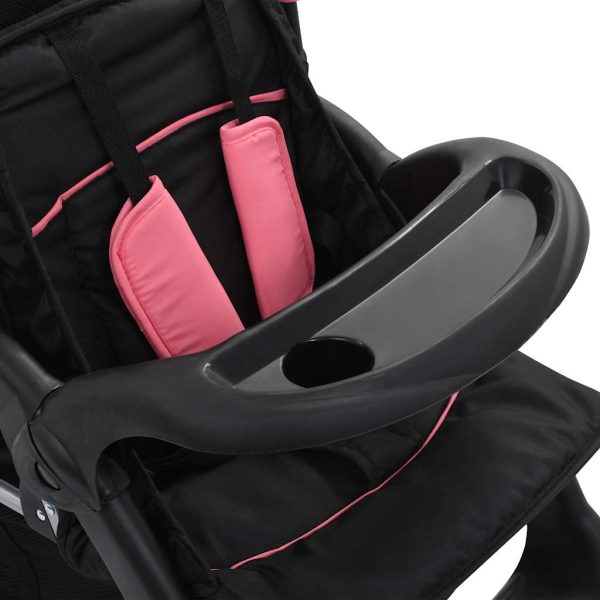 Carrinho de bebé para gémeos aço cor-de-rosa e preto - Image 8