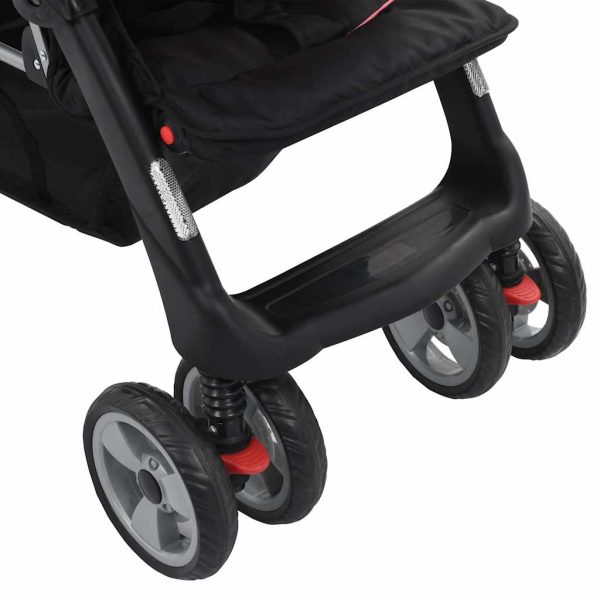 Carrinho de bebé para gémeos aço cor-de-rosa e preto - Image 9