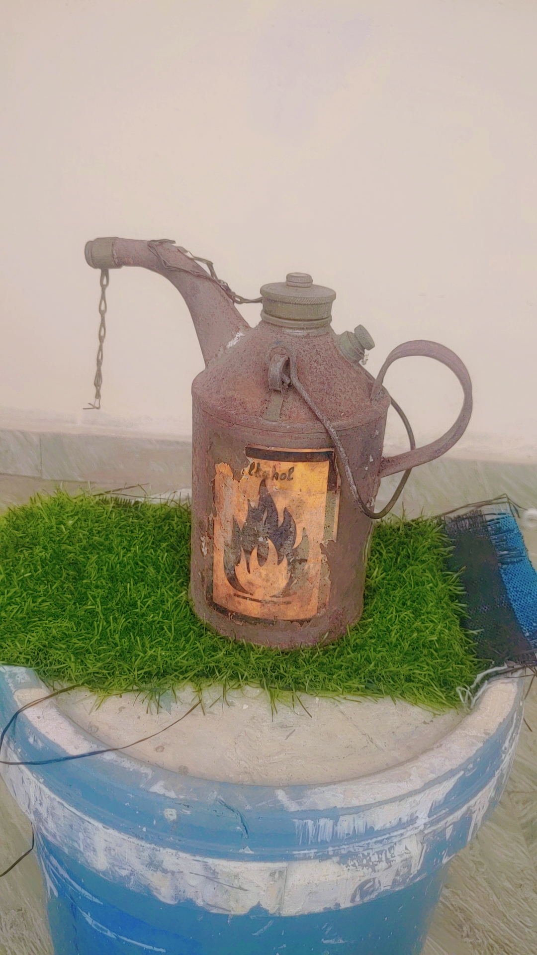 Rare Vintage Industrial Oil Can  Rustic Décor Piece