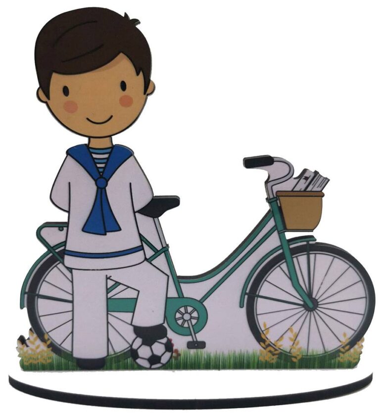 FIGURA PASTEL COMUNIÓN BICICLETA NIÑO