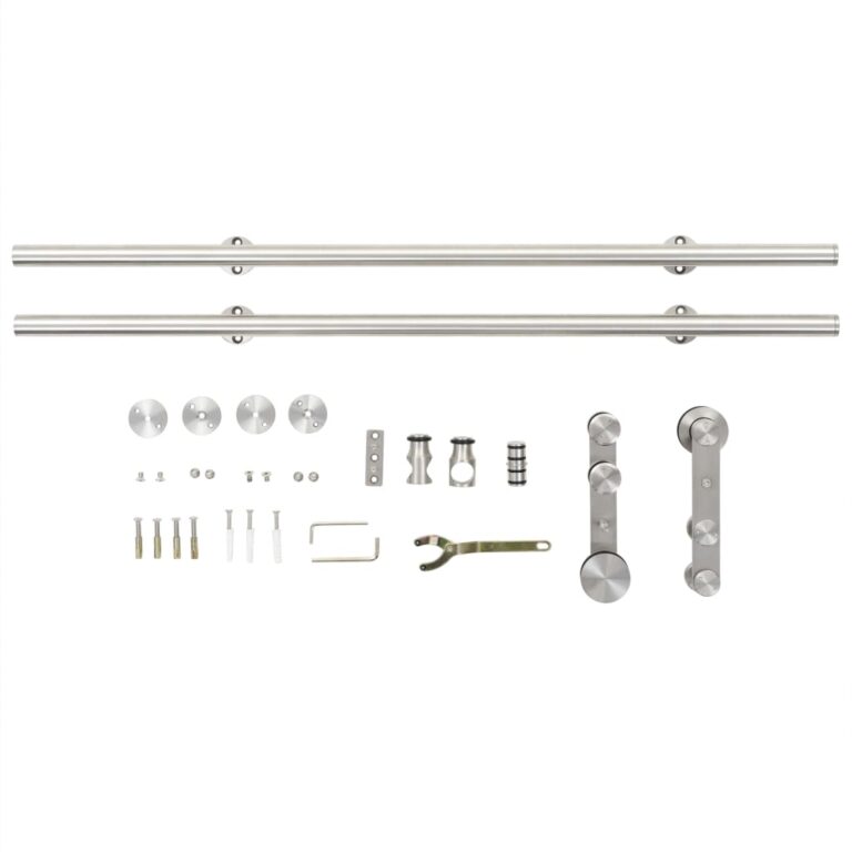 Kit ferragens p/ porta deslizante 183cm aço inoxidável prateado - Image 4