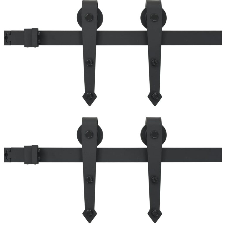 Kit de ferragens para porta deslizante 2x183 cm aço preto - Image 2