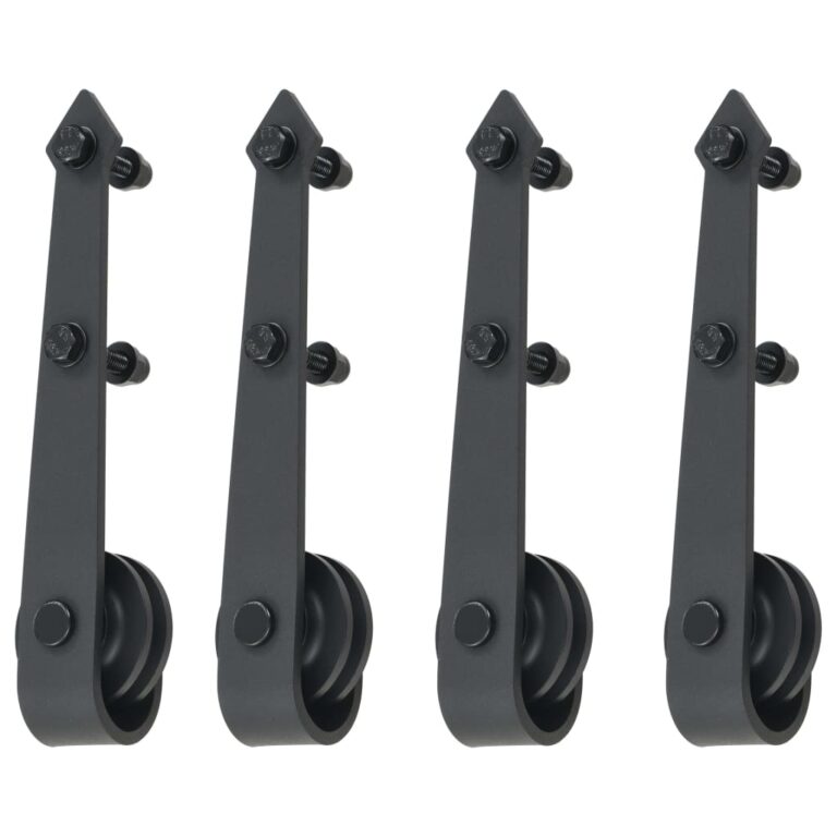 Kit de ferragens para porta deslizante 2x183 cm aço preto - Image 4