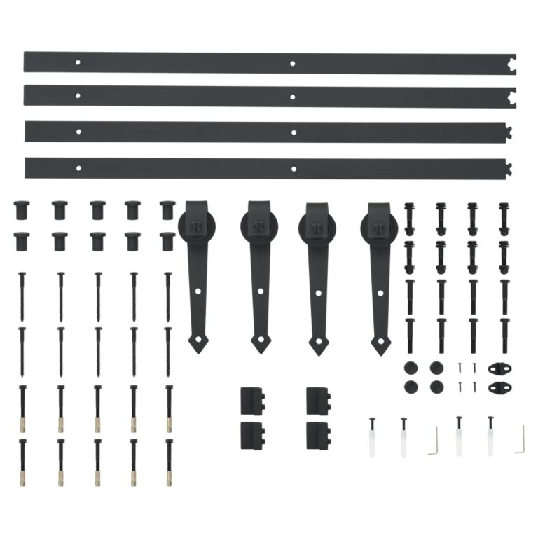 Kit de ferragens para porta deslizante 2x183 cm aço preto - Image 5