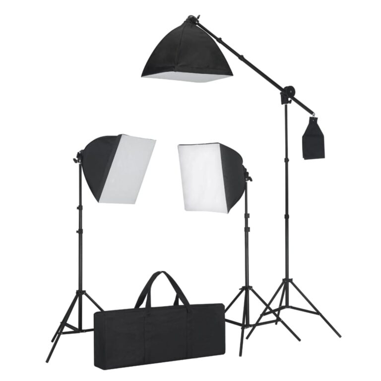 Conjunto iluminação com 3 lâmpadas fotografia + tripé e softbox