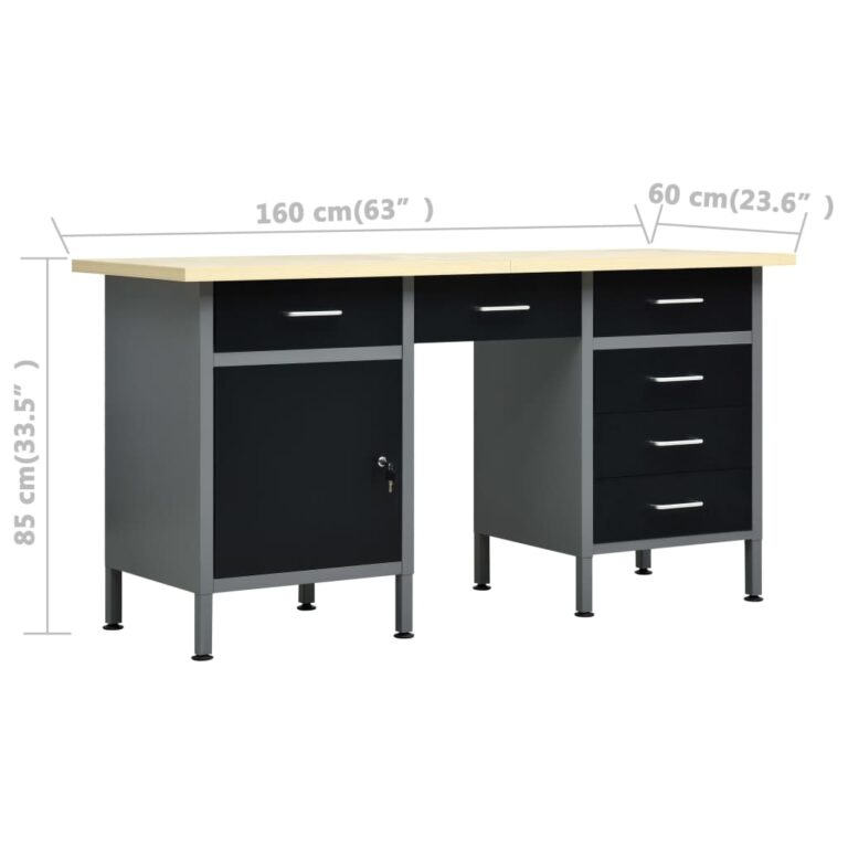Bancada de trabalho 160x60x85 cm aço preto - Image 9
