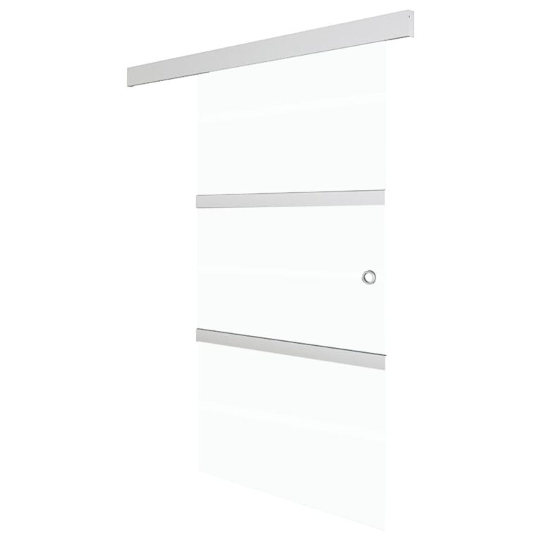 Porta deslizante em vidro ESG e alumínio 102,5x205 cm prateado - Image 2