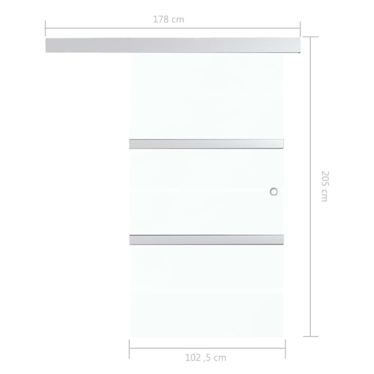 Porta deslizante em vidro ESG e alumínio 102,5x205 cm prateado - Image 7