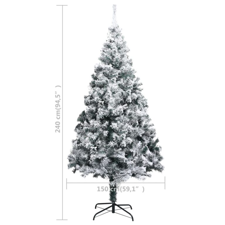 Árvore de Natal artificial c/ flocos de neve 240 cm PVC verde - Image 6