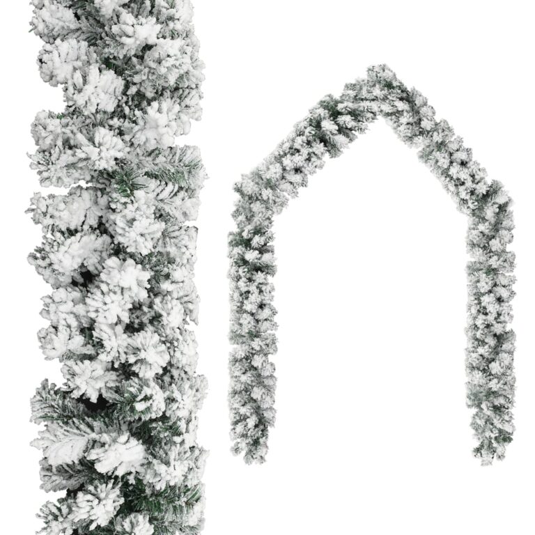 Grinalda de Natal com neve 20 m PVC verde