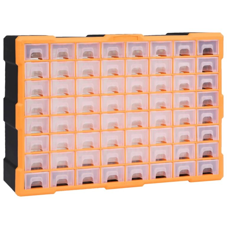 Caixa organizadora com 64 gavetas 52x16x37,5 cm