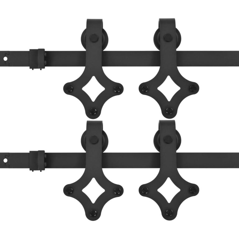 Kits de ferragens para porta deslizante 2 pcs 183 cm aço preto - Image 2