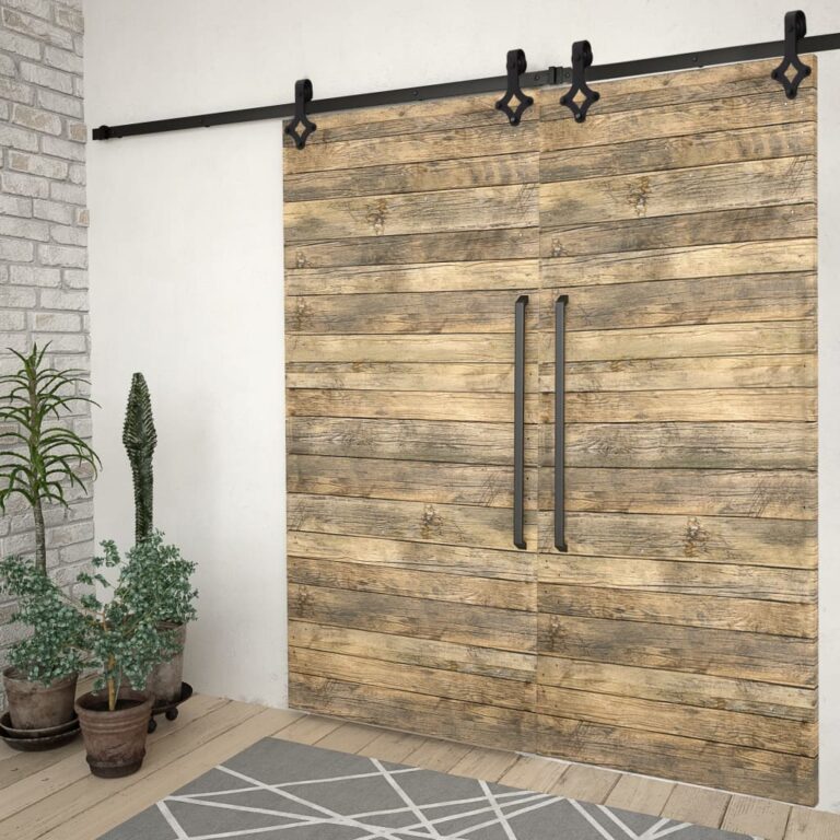 Kits de ferragens para porta deslizante 2 pcs 183 cm aço preto - Image 3