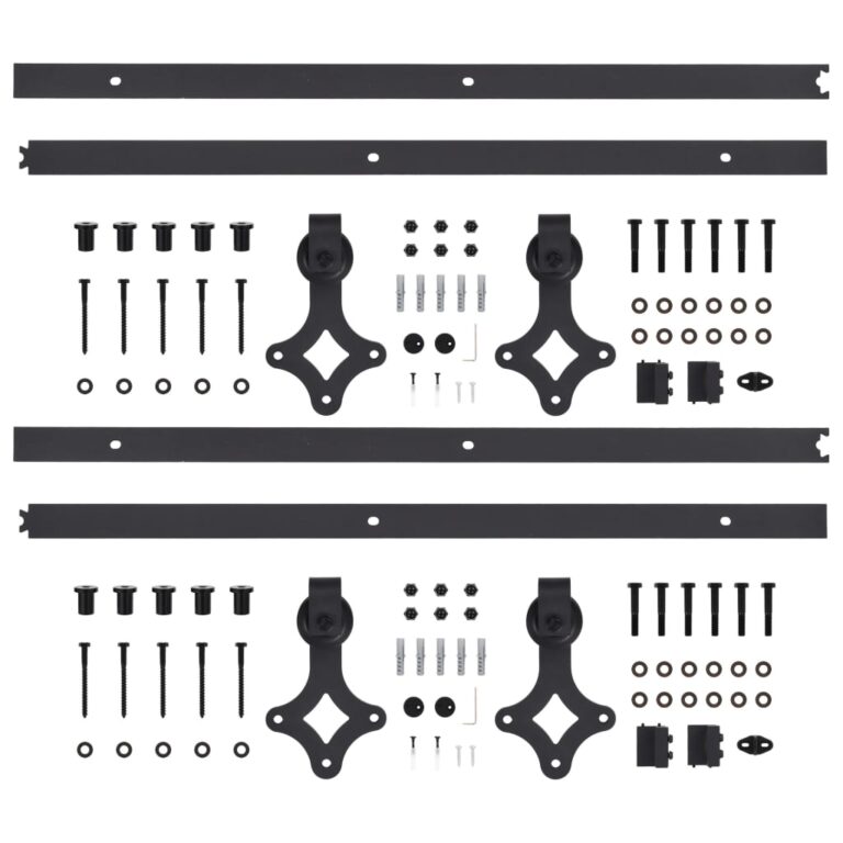 Kits de ferragens para porta deslizante 2 pcs 183 cm aço preto - Image 4