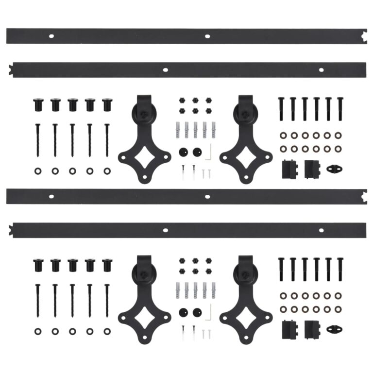 Kits de ferragens para porta deslizante 2 pcs 200 cm aço preto - Image 4