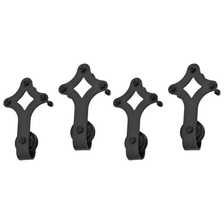 Kits de ferragens para porta deslizante 2 pcs 200 cm aço preto - Image 5