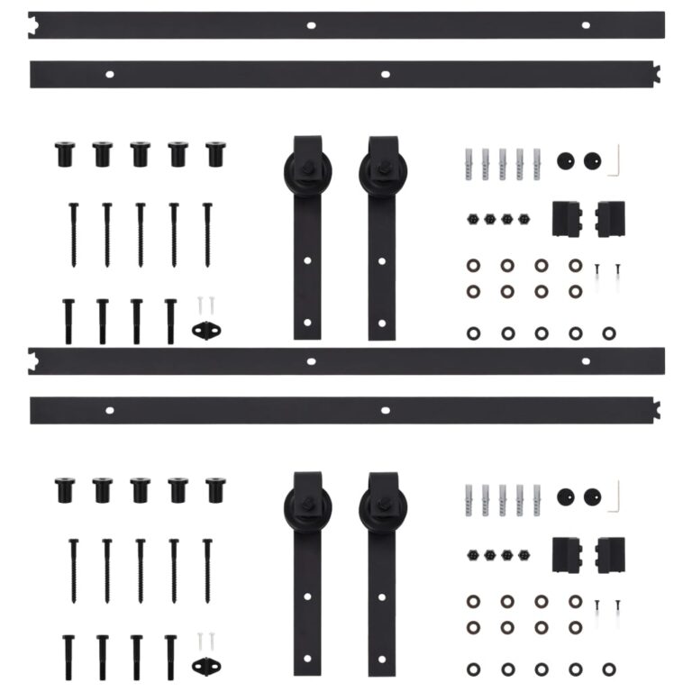 Kits de ferragens para porta deslizante 2 pcs 183 cm aço preto - Image 4