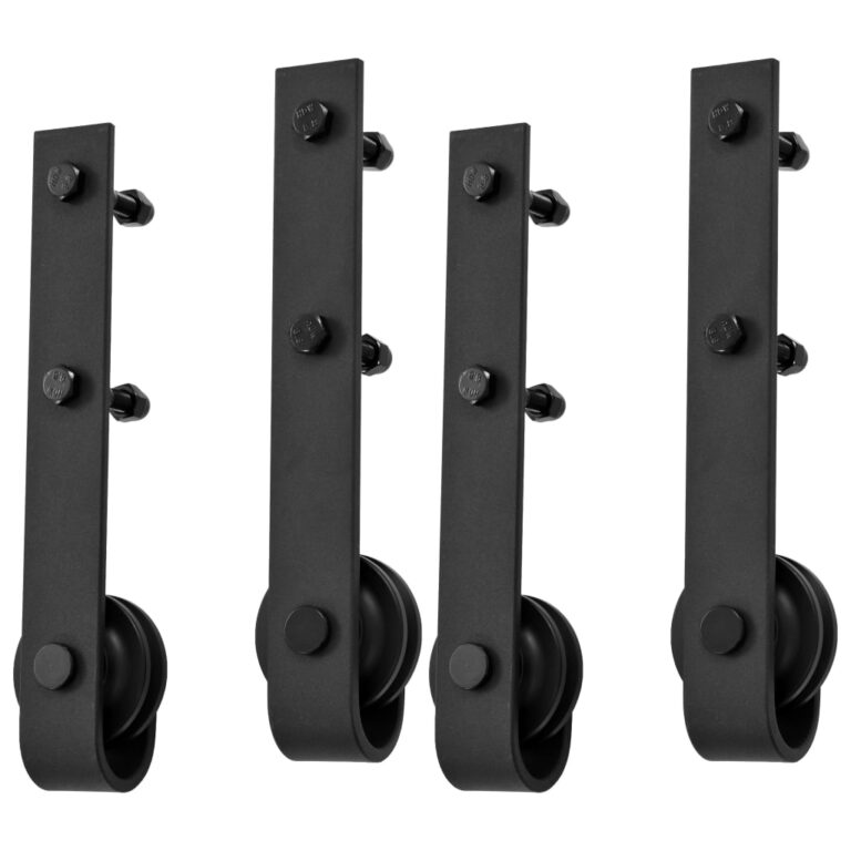 Kits de ferragens para porta deslizante 2 pcs 183 cm aço preto - Image 5