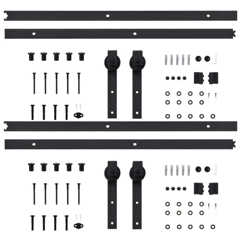 Kits de ferragens para porta deslizante 2 pcs 200 cm aço preto - Image 4