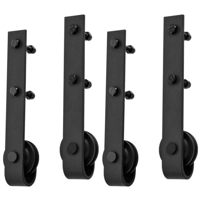 Kits de ferragens para porta deslizante 2 pcs 200 cm aço preto - Image 5