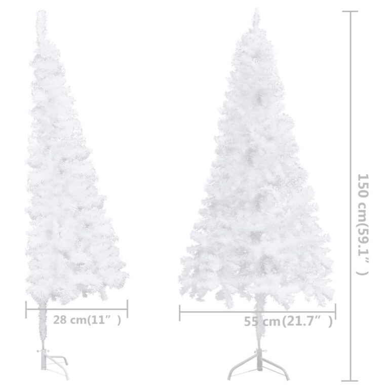 Árvore de Natal artificial de canto 150 cm PVC branco - Image 9