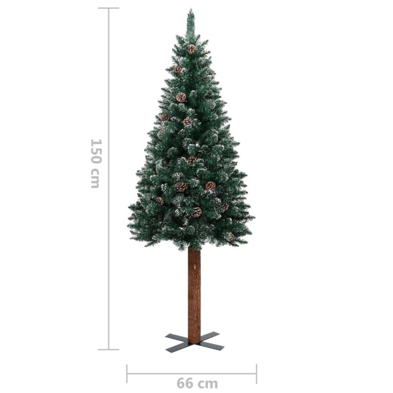 Árvore de Natal fina pré-iluminada com bolas 150 cm verde - Image 11