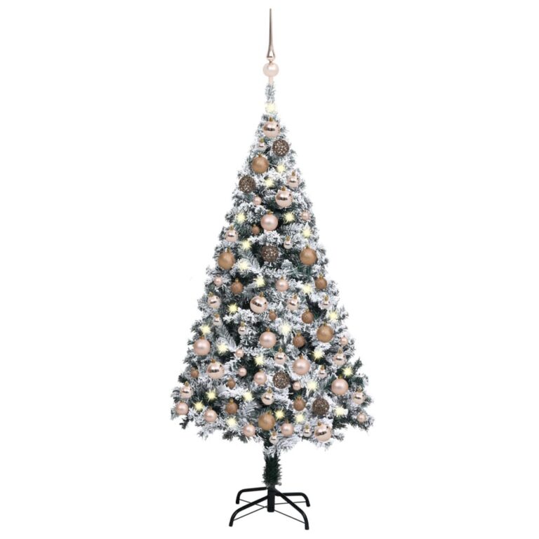 Árvore Natal artificial pré-iluminada c/ bolas 150 cm PVC verde