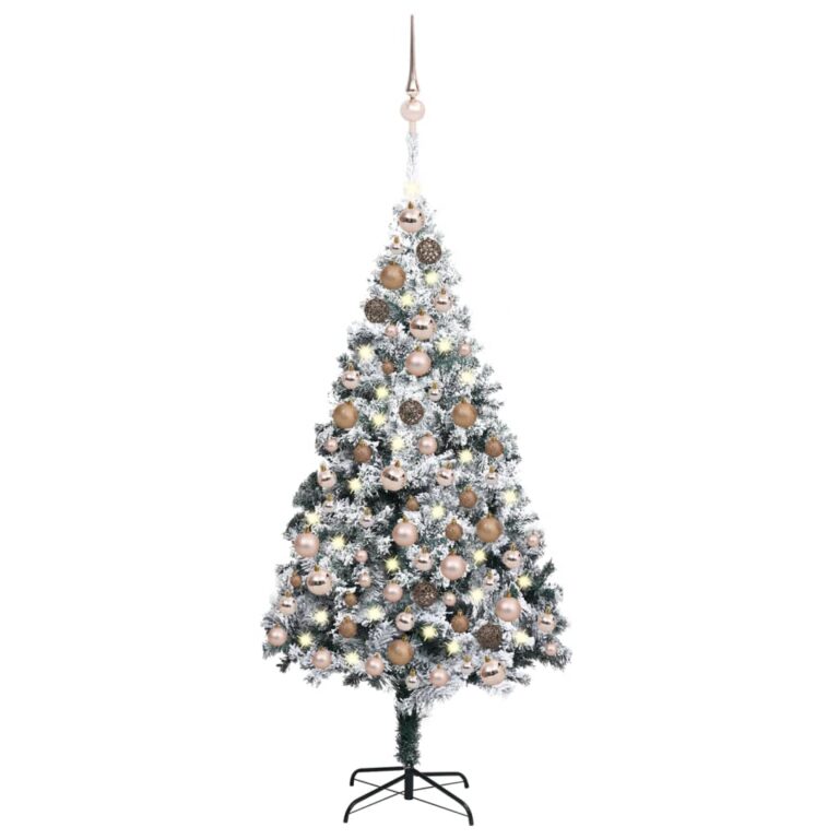 Árvore Natal artificial pré-iluminada c/ bolas 180 cm PVC verde