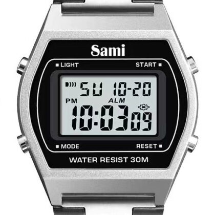 RELOJ SAMI VINTAGE LCD WR30M PLATEADO IPS CORREA ACERO