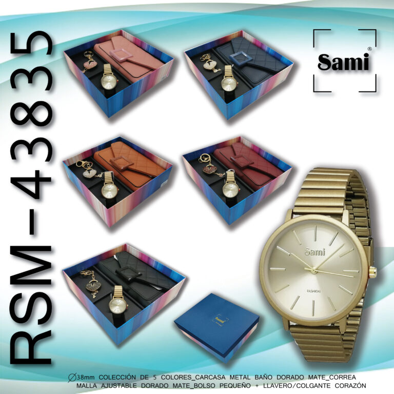 Conjunto Sami sra reloj malla mate+bolso pqño+llav