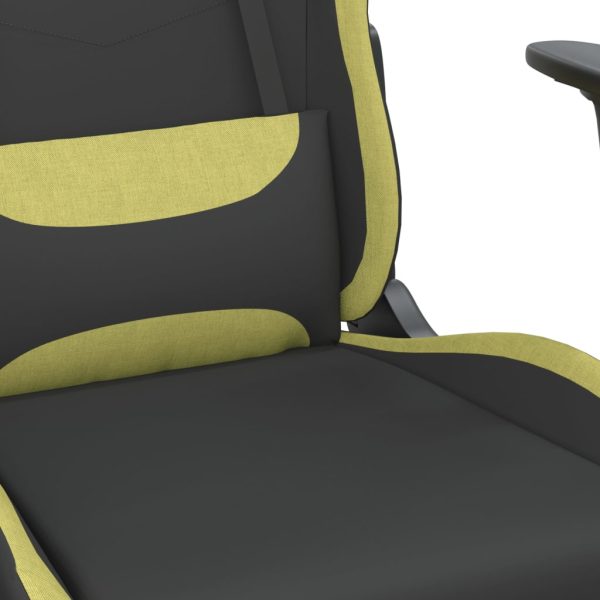 vidaxL Cadeira de gaming com apoio de pés tecido preto e verde-claro - Image 6