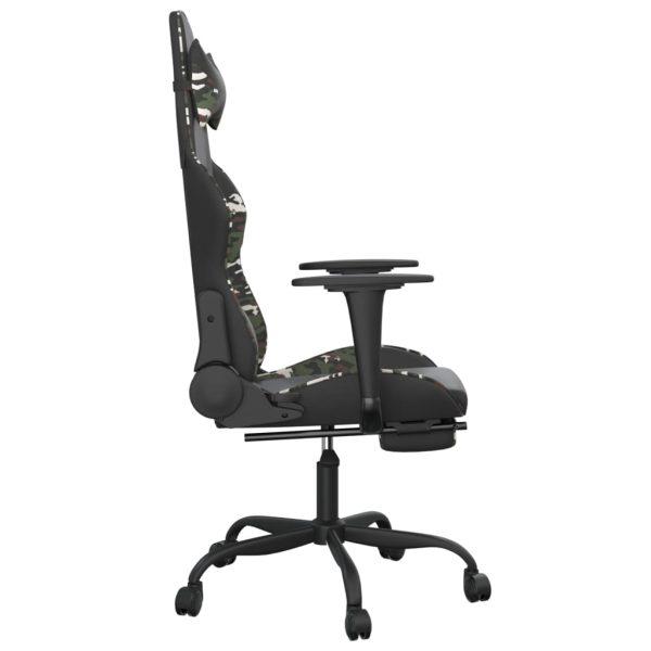 Cadeira gaming c/ apoio pés couro artificial preto e camuflado - Image 3