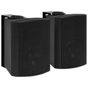 Colunas de som para parede interior/exterior 2 pcs 100 W preto