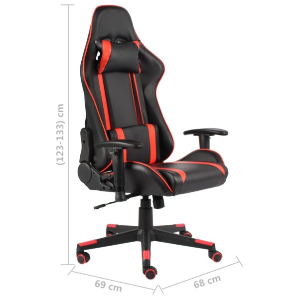 Cadeira de gaming giratória PVC vermelho - Image 8