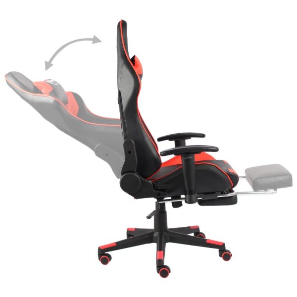 Cadeira de gaming giratória com apoio de pés PVC vermelho - Image 6