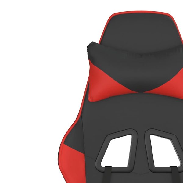 Cadeira gaming massagem + apoio pés couro artif. preto/vermelho - Image 12