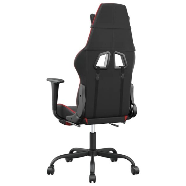 Cadeira gaming massagem + apoio pés couro artif. preto/vermelho - Image 6