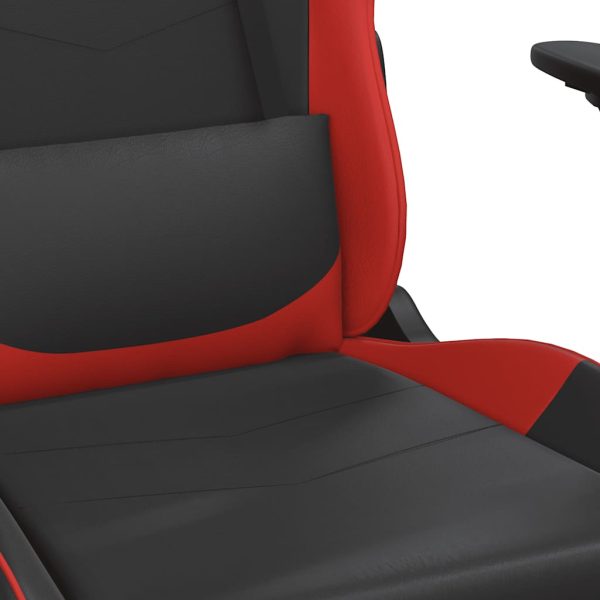 Cadeira gaming massagem + apoio pés couro artif. preto/vermelho - Image 9